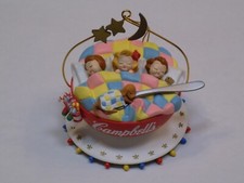 Campbell's Soup Christmas Ornament Holiday 1993 Kids Sleeping in Bowl Spoon Dog