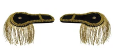 Ringmaster Black Shoulder Epaulettes Gold Fringe Boards Costume Accessories