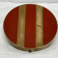 1940s Rex Fifth Avenue FlapJack Red Enamel & Brass Powder Compact Vintage