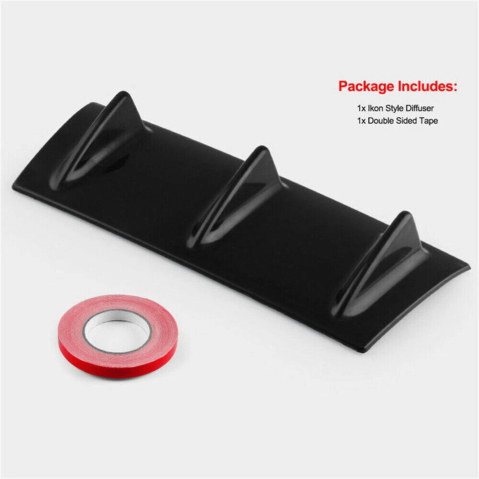 Glossy Black Car Accessories Rear Bumper Lip Chassis Diffuser Spoiler 3 Fin Foto 3 de 4