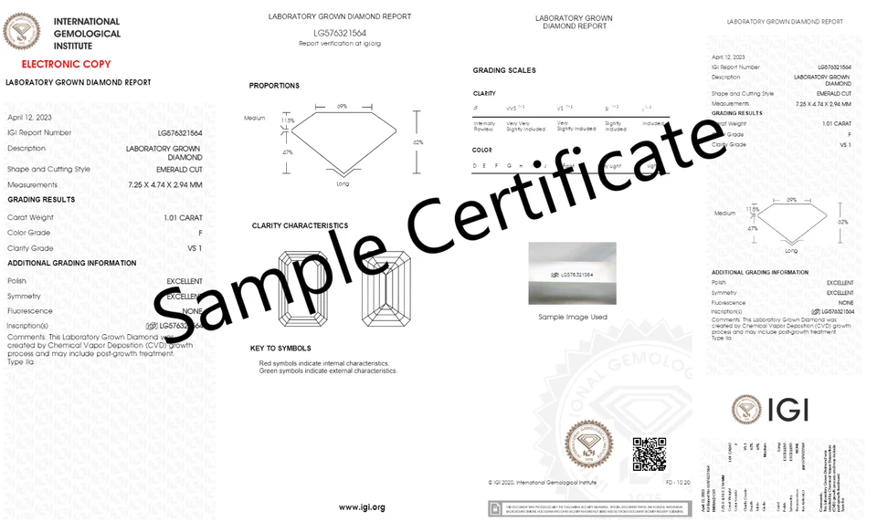 Loose Lab Grown Emerald IGI Certified Solitaire Diamond 2.50 Ct F VS1 Excellent - Image 2 of 4