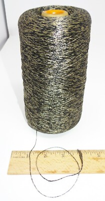 1lb 3oz Knitting Cone Spool Yarn - Shiny Rayon - Black & Gold 2ply