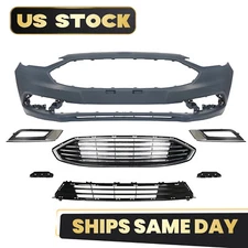Front Bumper Cover Grille Assembly Kit Fit For Ford Fusion 2017-2018 Primed