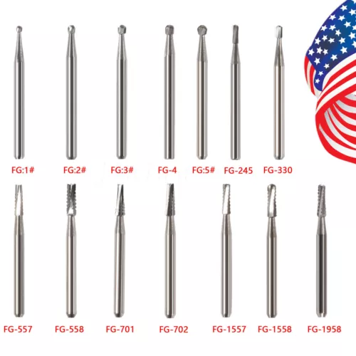 10-100Pcs Dental Carbide Burs for High Speed Handpiece Round Cone Bur Diamond FG - Picture 1 of 242