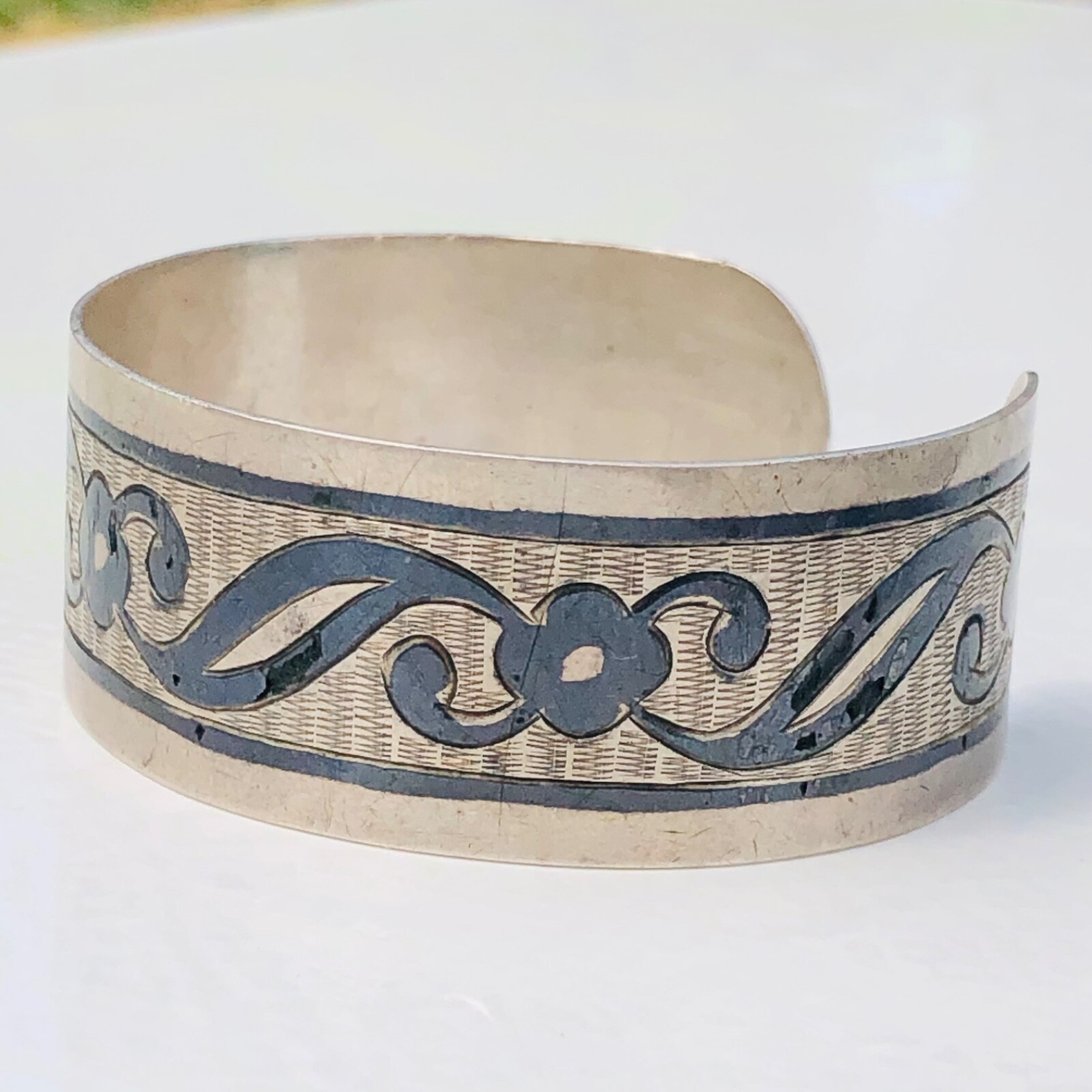 Vintage Bangle Bracelet Solid Silver 875 Womens J… - image 3