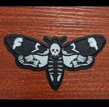 Moth Patch Skull Moth Death's Head Hawkmoth Embroidered Iron On Patch 4.5x2.5"