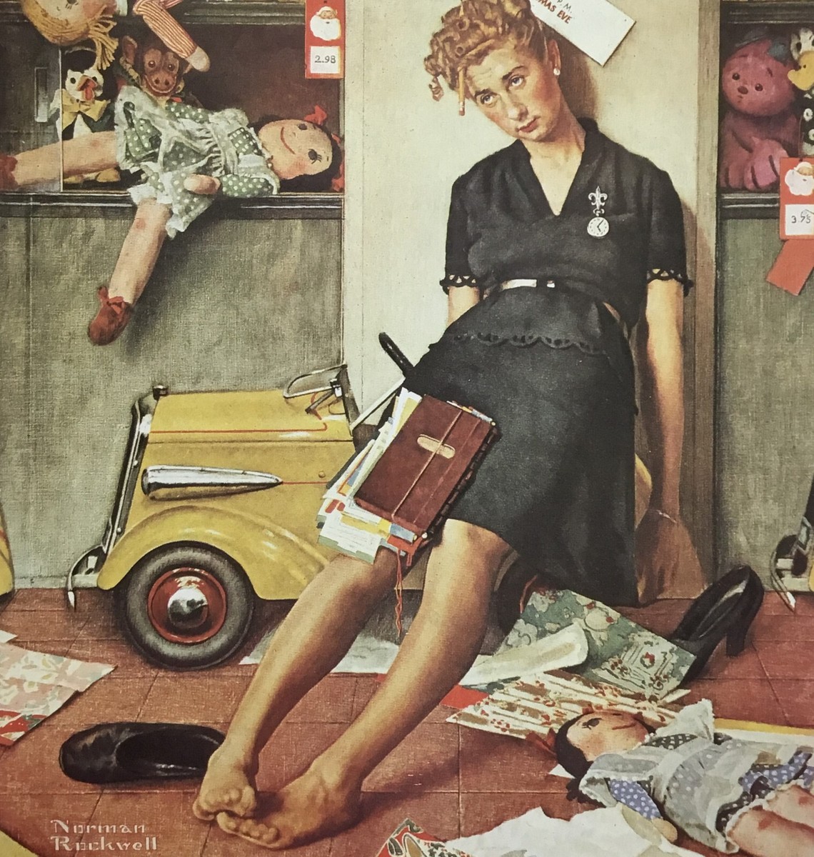 Norman Rockwell After the Christmas Rush Custom Framed Print | eBay