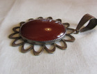 Carnelian and Sterling Silver Handmade Pendant +