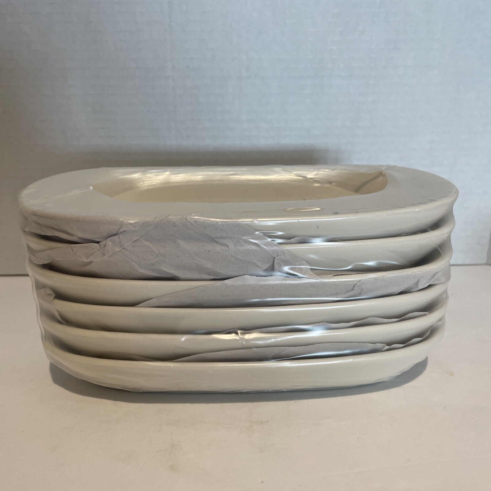 NEW Tuxton Au Gratin Baking Casserole Dishes Stoneware Oval White Lot of 6