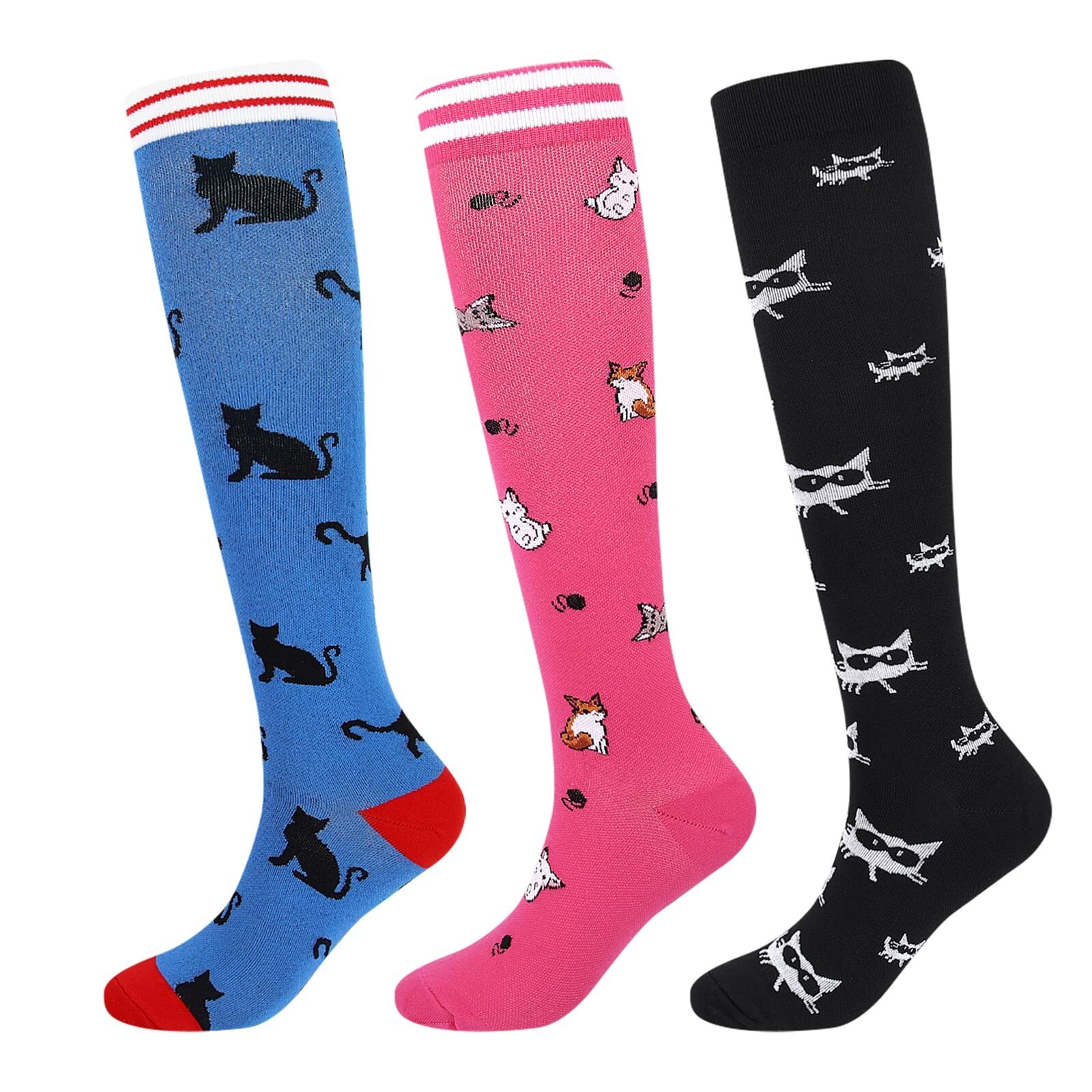 Junely 3 Pairs Compression Socks for Women Knee High for Running Work Support...