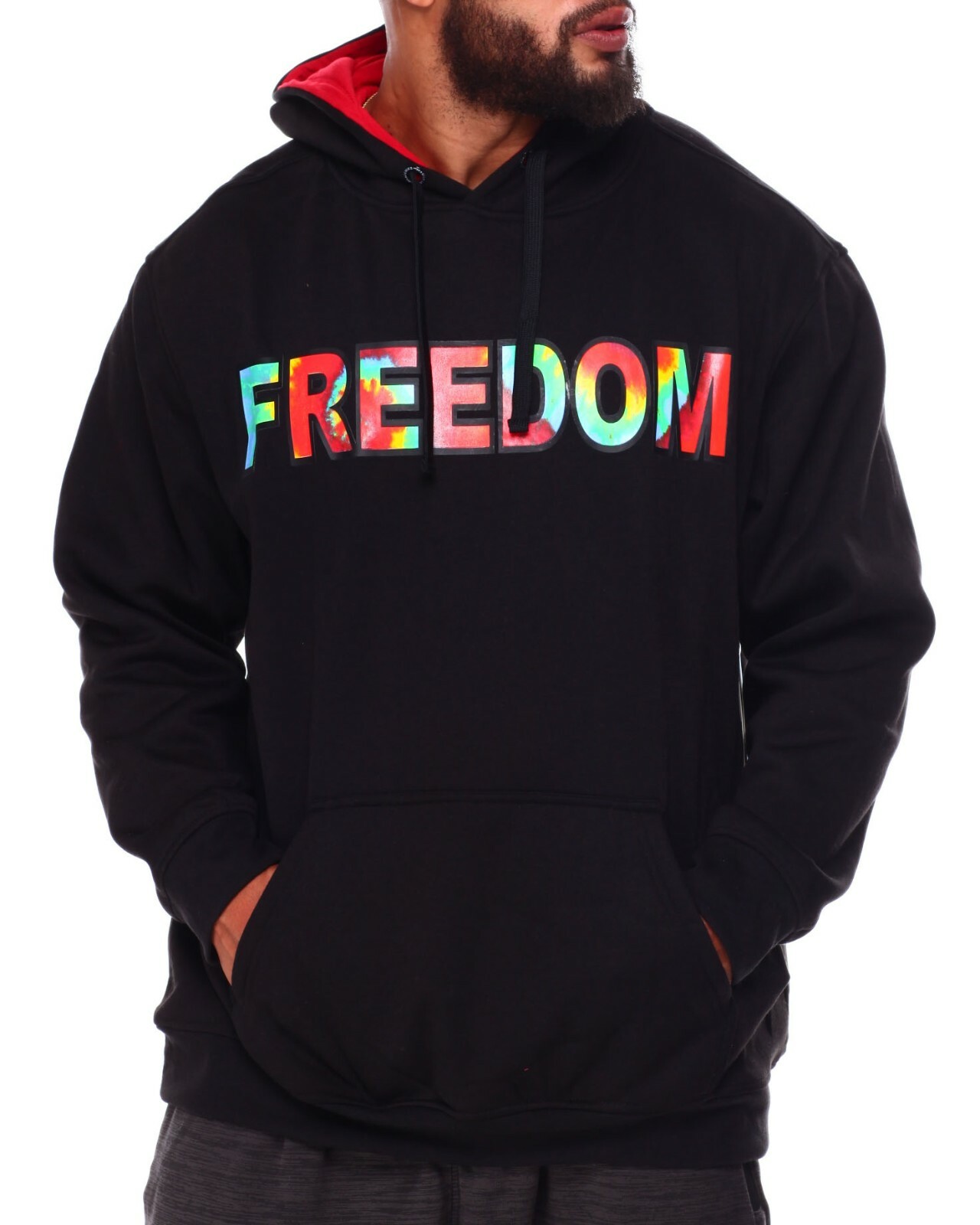 Freedom Verbiage Tie Dye Print Hoodie Size L Color Black, Red &  by Akademik