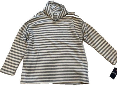 Chaps regular size xl  long sleeve grey white striped cowl neck NWT top