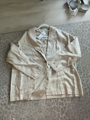 Coldwater Creek Linen Boyfriend Jacket Blazer Safari Women's