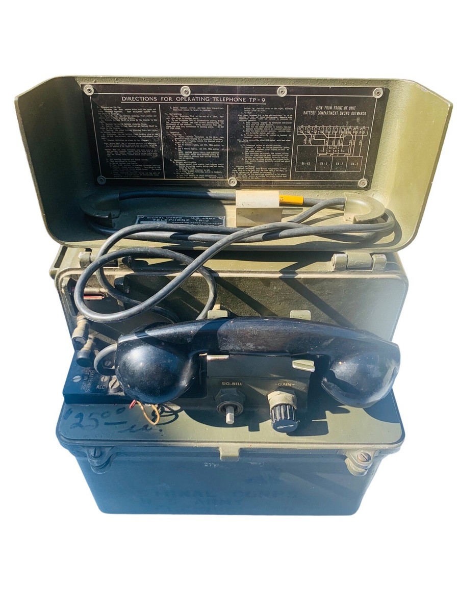 US Army Signal Corps Telephone TP-9 HTF Green Black Vintage 1930