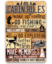 Metal Sign - Cabin Rules - Indoor/Outdoor-Housewarming Gift for Outdoorsy People