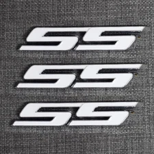 For SS Badge Fender Trunk Emblem Decal White -3x