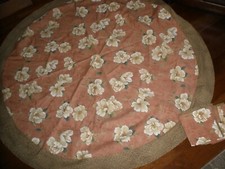 Handmade Cloth 72" Tablecloth Matching Napkins MINT Peach, Brown Floral 066