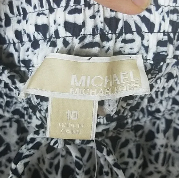 Michael Michael Kors Pantalones Estampados Pantalones al Tobillo Mujer Azul Marino Pantalones 10 NUEVO Foto 3 de 4