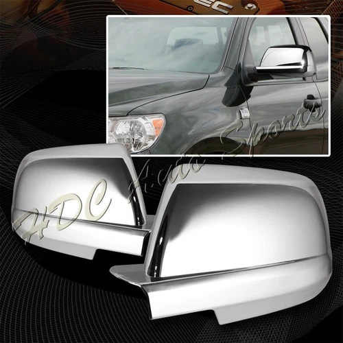 For 2008-2016 Toyota Sequoia Chrome ABS Plastic Side Mirror Cover Cap LH+RH 2-Pc