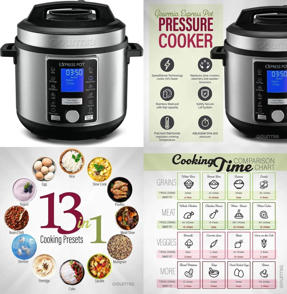 Gourmia GPC965 Digital Multi Functional Pressure Cooker Silver