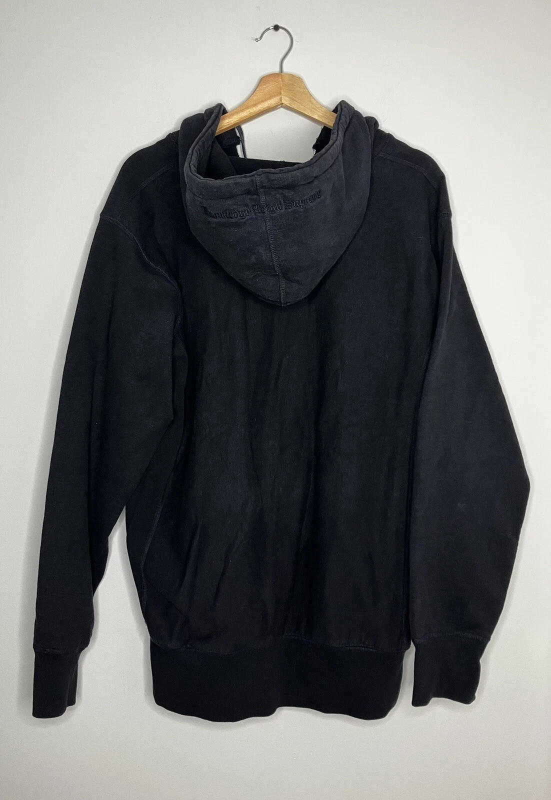 Felpa con cappuccio uomo Supreme KRS ""Knowledge Reigns Supreme"" grande navy rara vintage