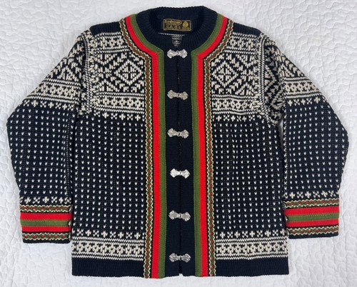Vintage Nordic Sweater Nordstrikk Wool Pewter Clasp Black Norway Medium?
