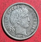 1914D US Barber SILVER Dime "Denver" Mint! XF! SHARP! Old US Coin!
