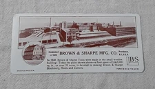 1943 BROWN & SHARPE MFG DECIMAL EQUIVALENTS OF PARTS OF AN INCH POCKET CHART