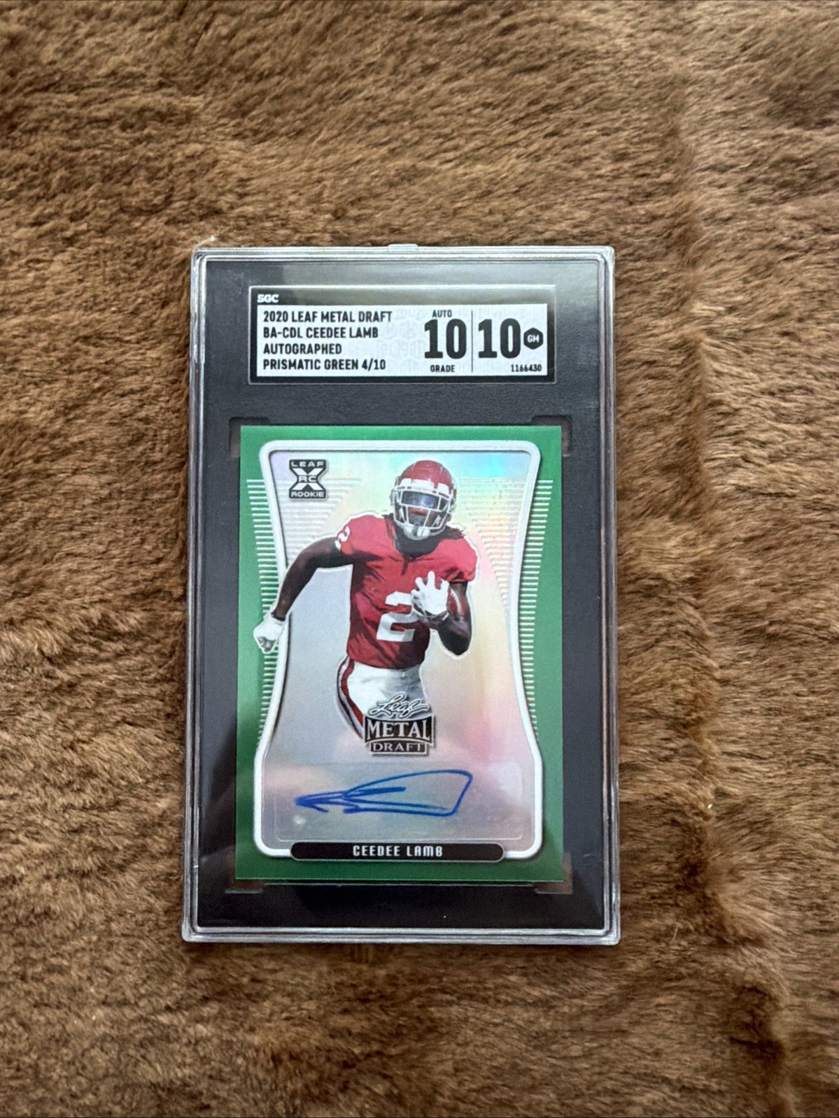 2020 Leaf Metal Draft CeeDee Lamb #BA-CDL Prismatic Green Auto /10 SGC 10/10