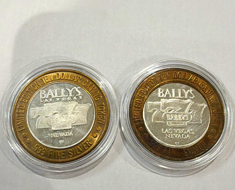 Bally’s Las Vegas Nevada $10 Gaming Token .999 Fine Silver 2pcs. Limited edition
