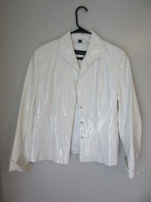 Pamela McCoy White Long Sleeve S Snap Closure Vinyl Modern Jacket BR54