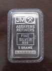 Vintage SEALED Johnson Matthey JM Assayers Refiners 5 grams .999 fine silver bar