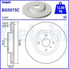 2x DELPHI Bremsscheibe BG5075C für FIAT 124 Spider 348 MAZDA MX 4 RF Targa ND
