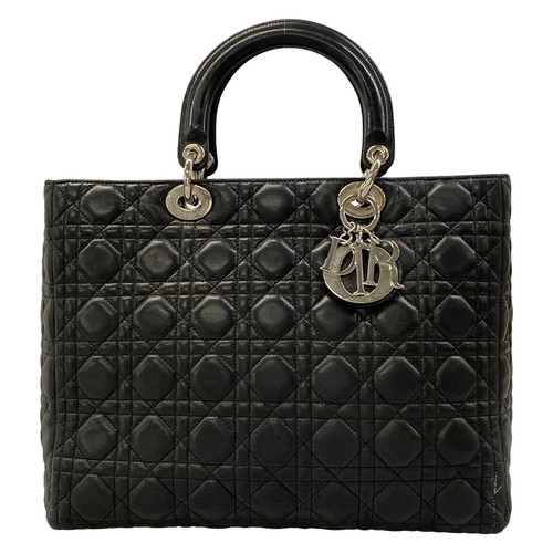 DIOR/ChristianDior Lady Dior Large Bag Black Leather Handbag
