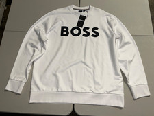 NWT's Hugo Boss White Sweatshirt Black Logo XXL 2XL Retail 178