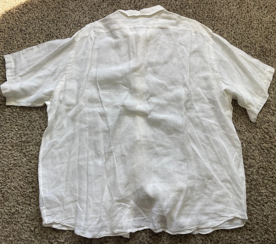 Daniel Cremieux Shirt Mens 3X White 100% Linen Button Down Short Sleeve - Image 4 of 4