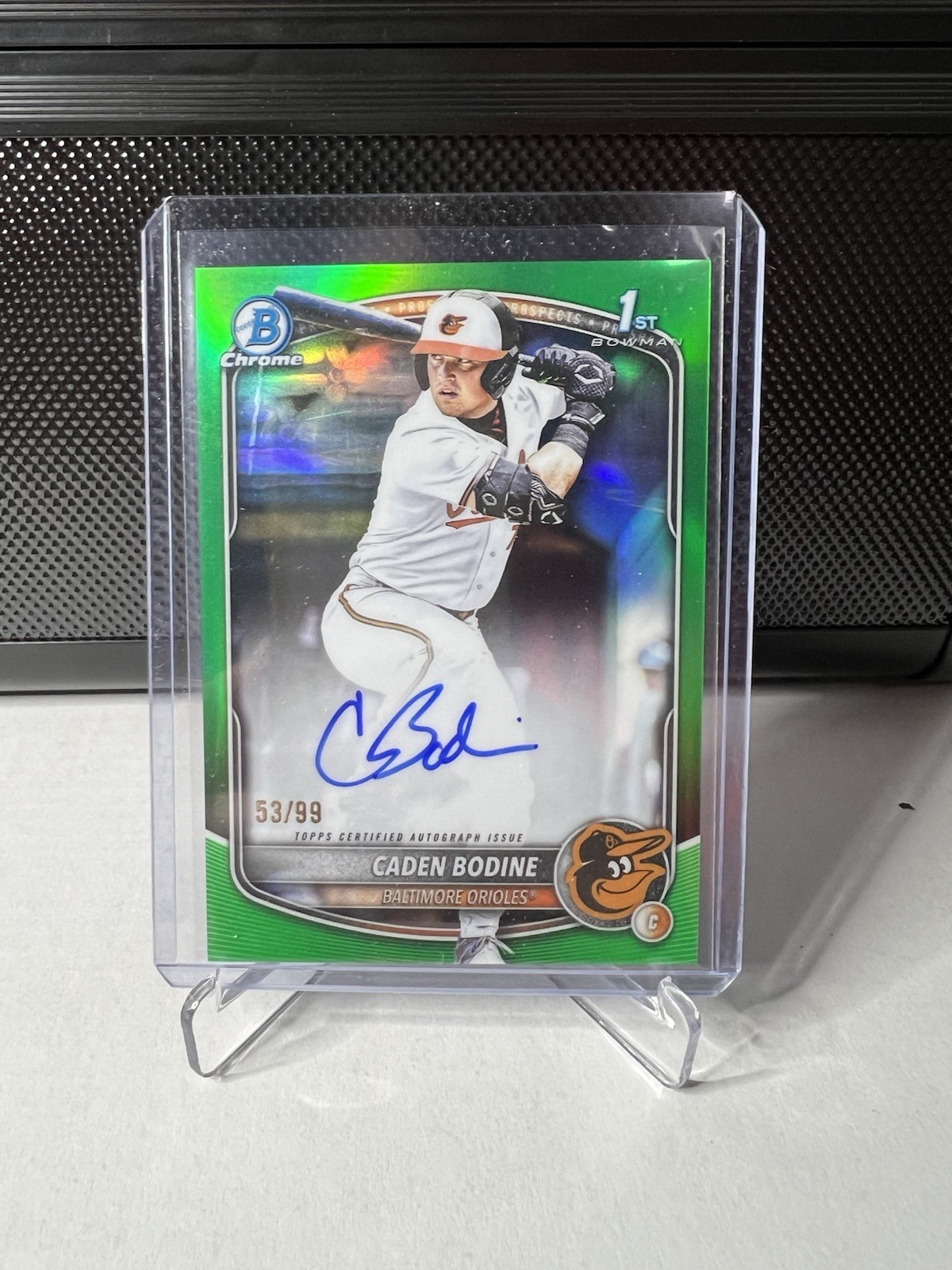 2025 Bowman Draft Chrome Caden Bodine Green Refractor Auto /99 Orioles #CPA-CB