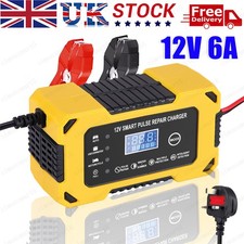 12V 6A Car Battery Charger Fast Charger Automatic Smart Pulse Repair AGM/GEL UK