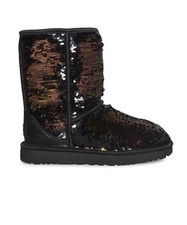 UGG CLASSIC SHORT SEQUIN BLACK BOOTS WOMENS SIZE US 7/UK 5