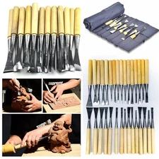 Hand Wood Carving Tools 31pcs General Chisel Made Ground By Hand With Tool Bag