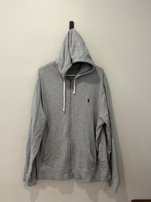 Polo Ralph Lauren Full Zip Hoodie Men's XL Gray Fleece Blue Navy