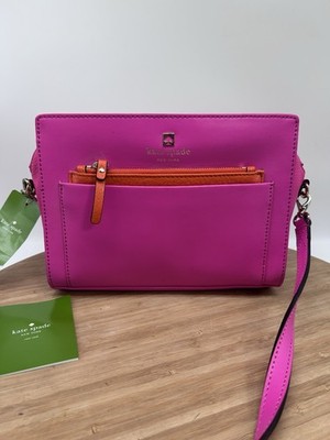 NWT Kate Spade Adelia LEATHER Crossbody Bgnvl/Cbon Pink Shoulder Bag Messenger