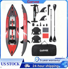 🔥Garvee 2 Person Inflatable Kayak 12.5 ft, Fishing Kayak for Adults with Padded