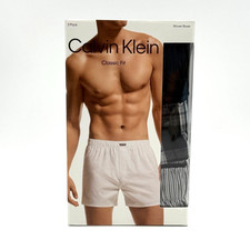 Calvin Klein Men's Cotton Classics 3 Pack Woven Boxer Grey/Black