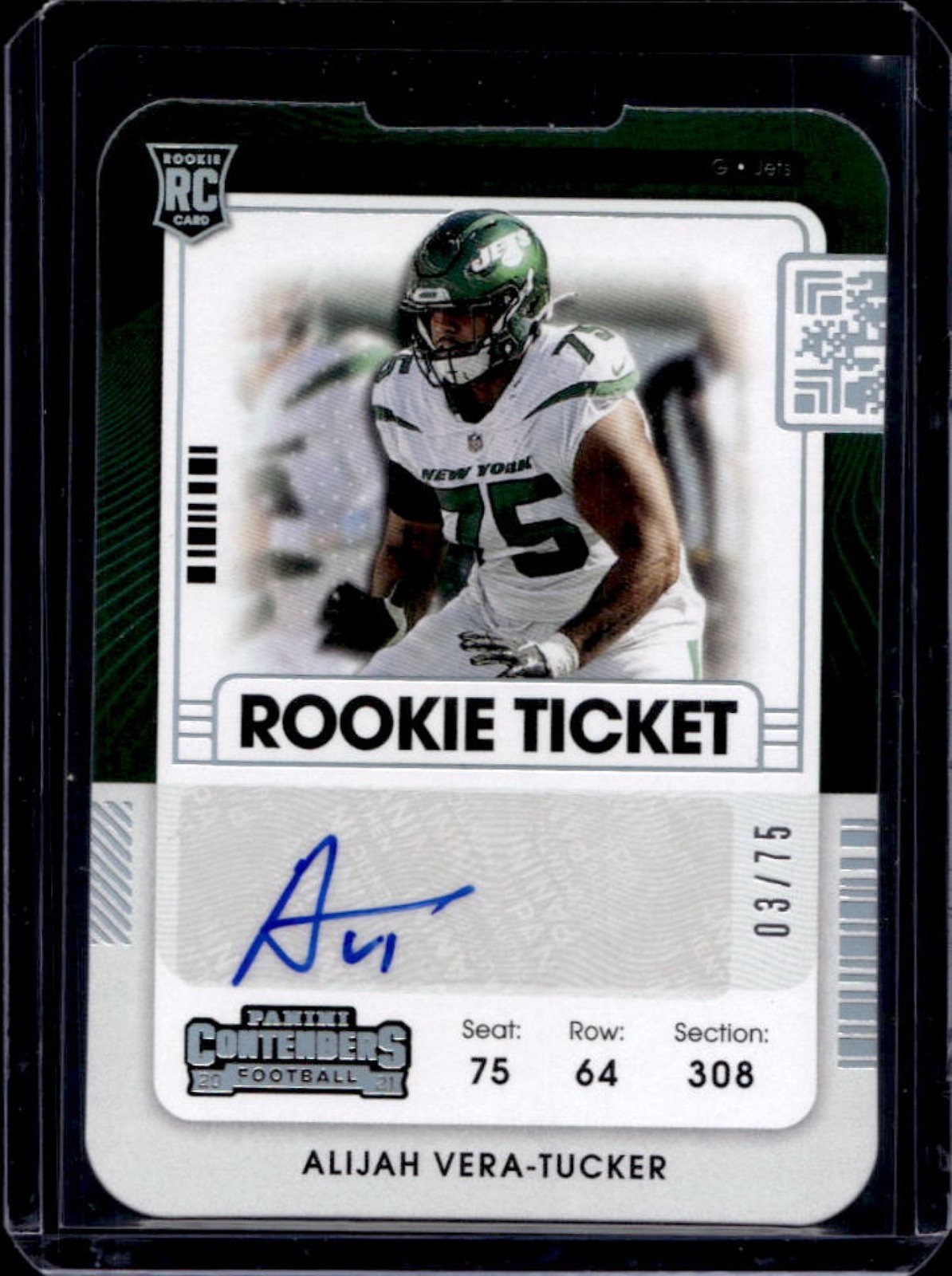 Alijah Vera-Tucker Panini Contenders #148 Autograph-Stub