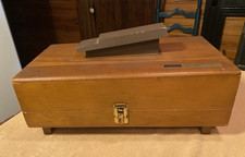VINTAGE WOOD SHOE SHINE POLISHER BOX - 16 1/2" LONG - EMPTY - SUNBEAM POLISHER