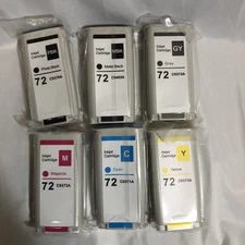 NEW SEALED- Printer Ink 6 Pk GTPRI 72 130-ML Compatible for HP DesignJet