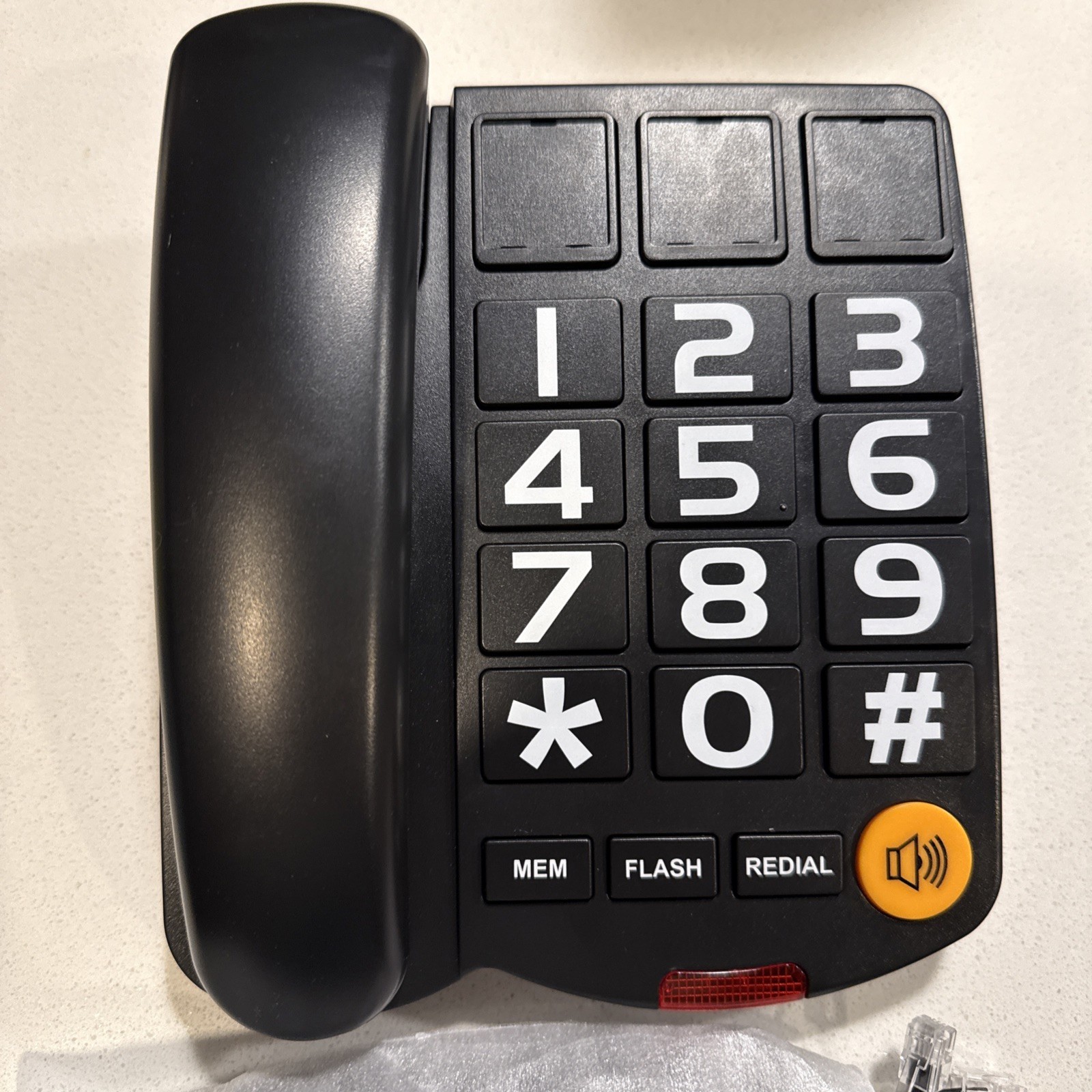 BIG BUTTON CABLE PHONE WITH SOS - HEARING AID COMPATIBLE