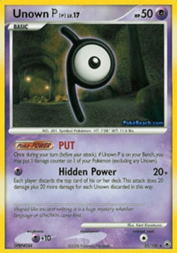 1x Unown P - 33/100 - Rare Lightly Played Pokemon Diamond & Pearl Majestic Dawn