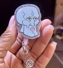 Funny Badge Reel, Squidward, Sponge Pediatric Nurse, RN, NURSE, Tech, Reel ID